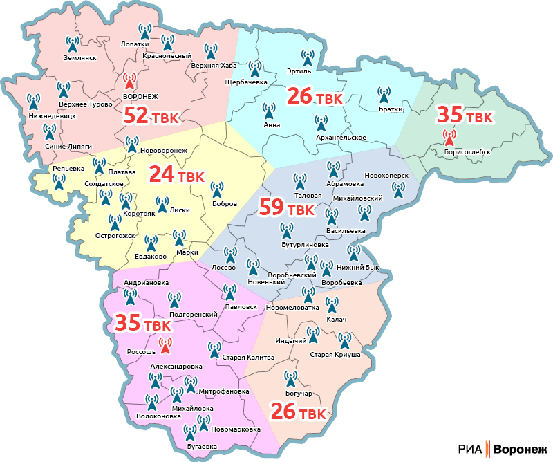 Карта ретрансляторов цифрового тв